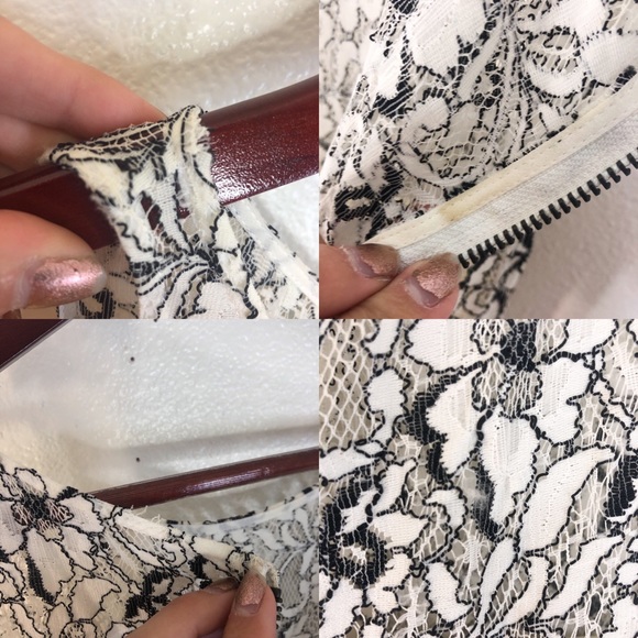 Bebe Cream and Black Floral Lace Peplum Dress - Picture 8 of 8